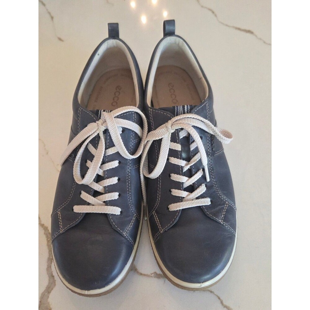ECCO Soft 7 Leather Sneakers Blue EU 40 Comfort Minimalist Casual Travel